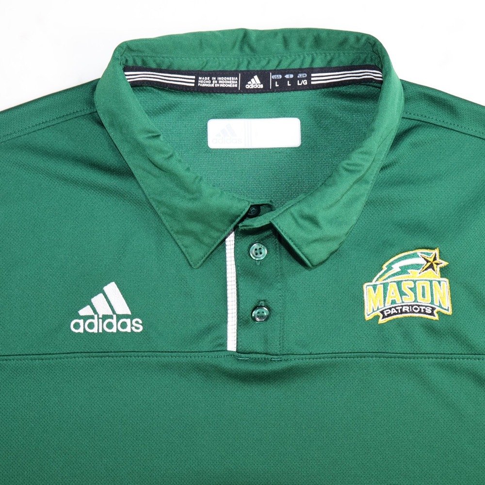 Adidas Mason Patriots Mens Large Green Short Sleeve Polo Shirt